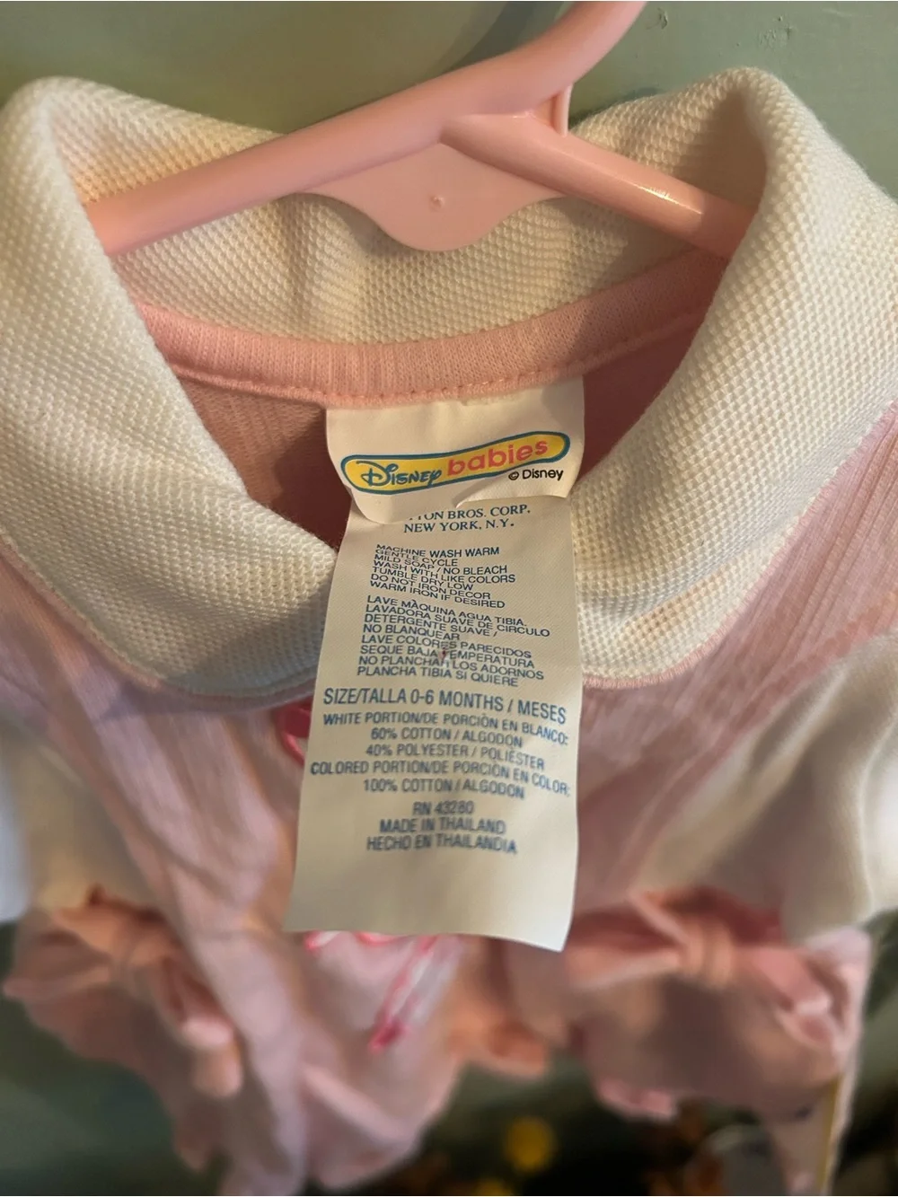 Vintage Disney Pink and White Baby Romper with Minnie Tag